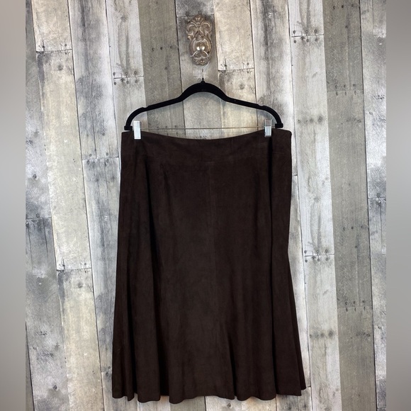 Eileen Fisher Suede 27” Gored Skirt With Yoke in Chocolate Brown Size XL New! - Picture 1 of 8